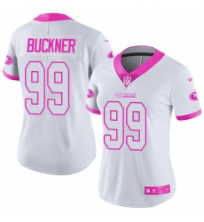 Nike 49ers #99 DeForest Buckner White Pink Womens Stitched NFL Limited Rush Fashion Jersey