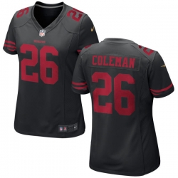 Women Nike 49ers #26 Tevin Coleman Black Game Jersey