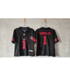 Women San Francisco 49ers 1 Deebo Samuel Sr  Black F U S E Vapor Untouchable Stitched Jersey