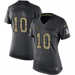 Womens Nike San Francisco 49ers 10 Jimmy Garoppolo Limited Black 2016 Salute to Service NFL Jersey