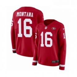 Womens Nike San Francisco 49ers 16 Joe Montana Limited Red Therma Long Sleeve NFL Jersey