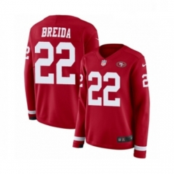 Womens Nike San Francisco 49ers 22 Matt Breida Limited Red Therma Long Sleeve NFL Jersey