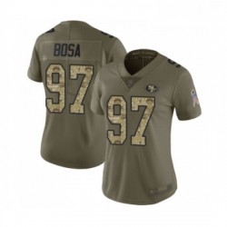 Womens San Francisco 49ers 97 Nick Bosa Limited Olive Camo 2017 Salute to Service Football Jersey