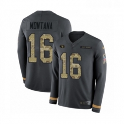 Youth Nike San Francisco 49ers 16 Joe Montana Limited Black Salute to Service Therma Long Sleeve NFL Jersey