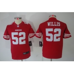 Youth Nike San Francisco 49ers 52# Willis Authentic Red Limited Jerseys