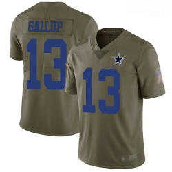 Cowboys 13 Michael Gallup Olive Men Stitched Football Limited 2017 Salute To Service Jersey