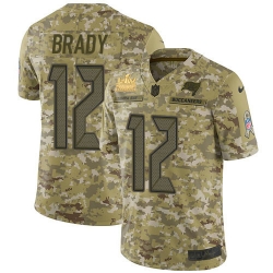 Men Nike Tampa Bay Buccaneers 12 Tom Brady Camo Men Super Bowl LV Champions Patch Stitched NFL Limited 2018 Salute To Service Jersey