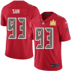 Men Nike Tampa Bay Buccaneers 93 Ndamukong Suh Red Men Super Bowl LV Champions Patch Stitched NFL Limited Rush Jersey