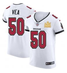 Men Tampa Bay Buccaneers 50 Vita Vea Men Super Bowl LV Champions Patch Nike White Vapor Elite Jersey