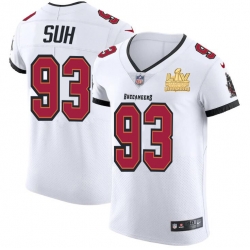 Men Tampa Bay Buccaneers 93 Ndamukong Suh Men Super Bowl LV Champions Patch Nike White Vapor Elite Jersey