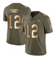 Nike Buccaneers 12 Tom Brady Olive Gold Men Stitched NFL Limited 2017 Salute To Service Jersey