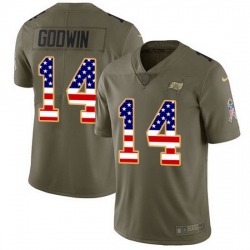 Nike Buccaneers 14 Chris Godwin Olive USA Flag Men Stitched NFL Limited 2017 Salute To Service Jersey