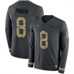 Nike Buccaneers 8 Bradley Pinion Anthracite Salute to Service Men Stitched NFL Limited Therma Long Sleeve Jersey