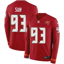 Nike Buccaneers 93 Ndamukong Suh Red Team Color Men Stitched NFL Limited Therma Long Sleeve Jersey