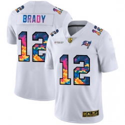 Tampa Bay Buccaneers 12 Tom Brady Men White Nike Multi Color 2020 NFL Crucial Catch Limited NFL Jersey