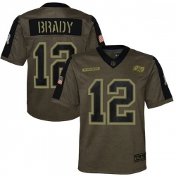 Youth Tampa Bay Buccaneers Tom Brady Nike Olive 2021 Salute To Service Game Jersey