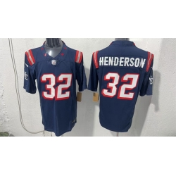Men New England Patriots  32 TreVeyon Henderson Navy F U S E  Vapor Limited Stitched Football Jersey