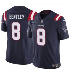 Men New England Patriots 8 Ja 27Whaun Bentley Navy F U S E  With 4 Star C Patch Vapor Limited Stitched Football Jersey