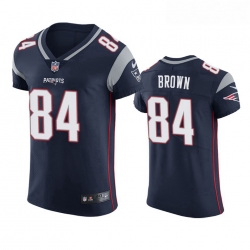 Men Nike New England Patriots 84 Antonio Brown Navy Blue Vapor Elite Jersey