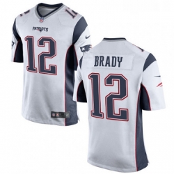 Mens Nike New England Patriots 12 Tom Brady Game White NFL Jersey