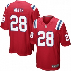 Mens Nike New England Patriots 28 James White Game Red Alternate NFL Jersey