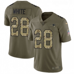 Mens Nike New England Patriots 28 James White Limited OliveCamo 2017 Salute to Service NFL Jersey