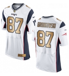 Mens Nike New England Patriots 87 Rob Gronkowski Elite WhiteGold NFL Jersey