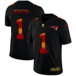 New England Patriots 1 Cam Newton Men Black Nike Red Orange Stripe Vapor Limited NFL Jersey