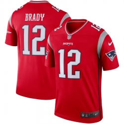 Nike Patriots 12 Tom Brady Red Inverted Legend Jersey