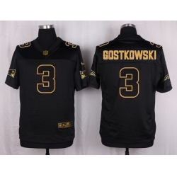 Nike Patriots #3 Stephen Gostkowski Black Mens Stitched NFL Elite Pro Line Gold Collection Jersey