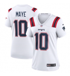 Women New England Patriots 10 Drake Maye 2024 Draft White Stitched Jersey