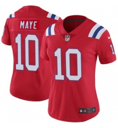 Women New England Patriots 10 Drake Maye Red 2024 Draft F U S E Vapor Limited Stitched Football Jersey