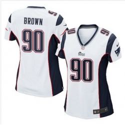 Women New Patriots #90 Malcom Brown White Stitched NFL Elite Jersey