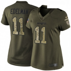 Womens Nike New England Patriots 11 Julian Edelman Elite Green Salute to Service NFL Jersey