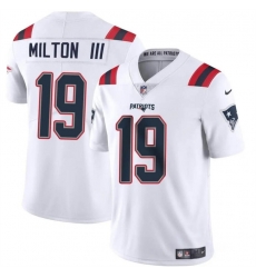 Youth New England Patriots 19 Joe Milton III White 2024 Vapor Limited Stitched Football Jersey