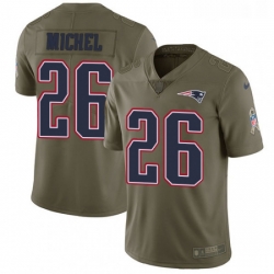 Youth Nike New England Patriots 26 Sony Michel Limited Olive 2017 Salute to Service NFL Jersey