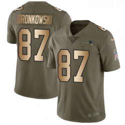 Youth Nike New England Patriots 87 Rob Gronkowski Limited OliveGold 2017 Salute to Service NFL Jersey