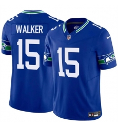 Men Seattle Seahawks 15 P J  Walker Royal 2024 F U S E Throwback Vapor Limited Stitched Football Jersey