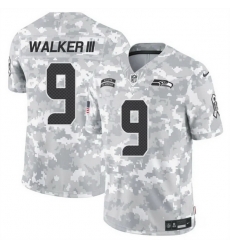 Men Seattle Seahawks 9 Kenneth Walker III 2024 F U S E Arctic Camo Salute To Service Limited Stitched Football Jersey