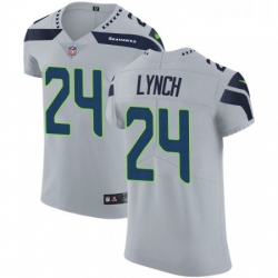 Mens Nike Seattle Seahawks 24 Marshawn Lynch Grey Alternate Vapor Untouchable Elite Player NFL Jersey