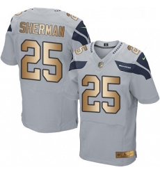 Mens Nike Seattle Seahawks 25 Richard Sherman Elite GreyGold Alternate NFL Jersey