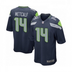 Mens Seattle Seahawks 14 DK Metcalf Game Navy Blue Team Color Football Jersey