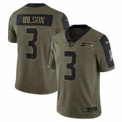 Men's Seattle Seahawks Russell Wilson Nike Olive 2021 Salute To Service Limited Player Jersey