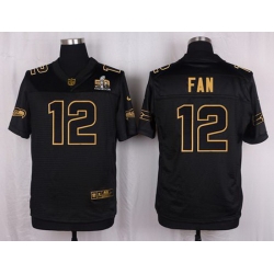 Nike Seahawks #12 Fan Black Mens Stitched NFL Elite Pro Line Gold Collection Jersey