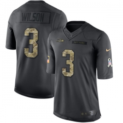 Nike Seahawks #3 Russell Wilson Black Mens Stitched NFL Limited 2016 Salute to Service Jersey