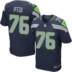 Nike Seahawks #76 Germain Ifedi Steel Blue Team Color Mens Stitched NFL Elite Jersey