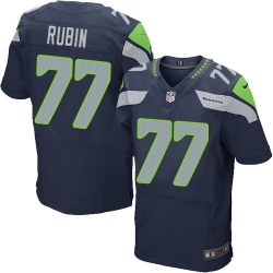 Nike Seahawks #77 Ahtyba Rubin Steel Blue Team Color Mens Stitched NFL Elite Jersey