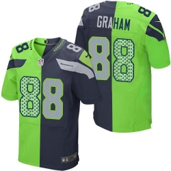 Nike Seahawks #88 Jimmy Graham Steel Blue Green Mens Stitched NFL Elite Split Jersey