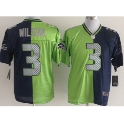 Nike Seattle Seahawks 3 Russell Wilson Blue Green Elite Split NFL Jersey