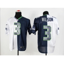 Nike Seattle Seahawks 3 Russell Wilson blue white Elite Splite NFL Jersey